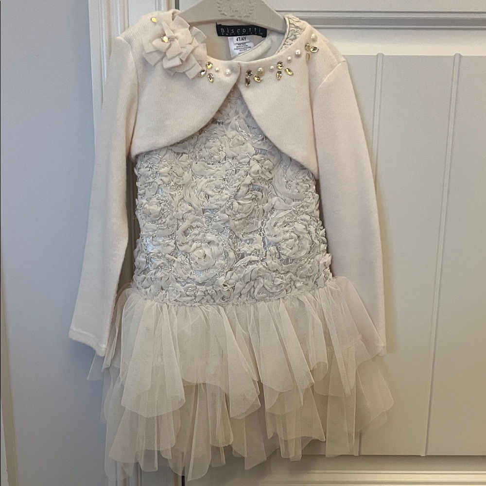 Biscotti Cream Dress with Silver Accents